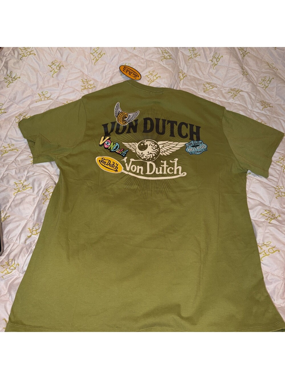 NEW Von Dutch T-Shirt Olive Green The Originator Melrose Ave small w/Tag